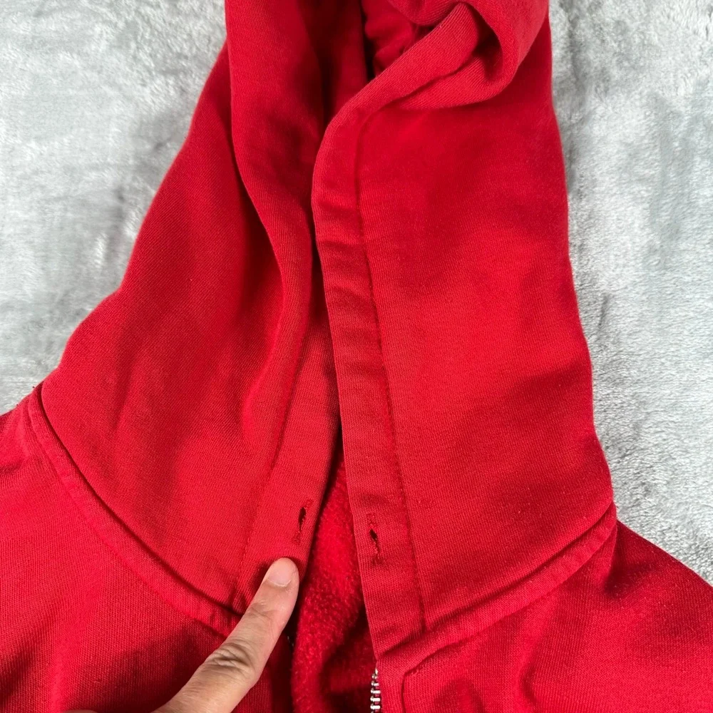 True Religion Zip Up Hoodie Mens Small Red Buddha Graphic Streetwear